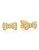 Crislu Puffy Bow Cubic Zirconia Earrings - Gold