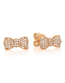 Crislu Puffy Bow Cubic Zirconia Earrings - Rose Gold