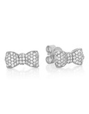 Crislu Puffy Bow Cubic Zirconia Earrings - Silver