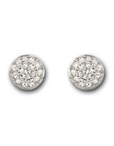 Swarovski Pave Button Ball Clip Earrings - Silver