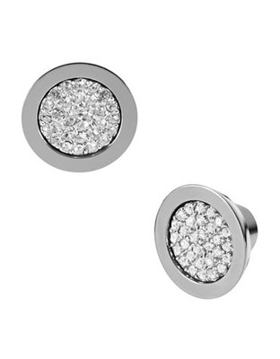 Michael Kors Silver Tone Crystal Stud Earrings - Silver