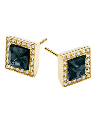 Michael Kors Gold Tone Montana Stone With Clear Pave Stud Earring - Gold