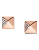 Michael Kors Rose Gold Tone With Clear Pave Pyramid Post Earring - Rose Gold