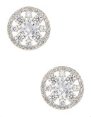 Nadri Floral Button Stud Earrings - Silver