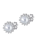 Expression Sterling Silver CZ & Pearls  Earrings - Silver