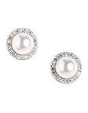 Nadri Framed Pearl Stud Earring - White