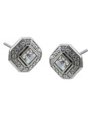 Carolee Square Cut Crystal Stud Earrings - Silver