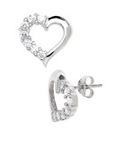 Expression Sterling Silver Heart Stud Earrings - Silver