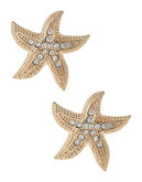A.B.S. By Allen Schwartz Pave Starfish Stud Earrings - Gold