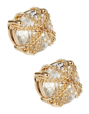 A.B.S. By Allen Schwartz Faux Crystal Stud Earrings - Gold