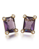 Carolee Simply Amethyst Emerald Cut Stud Pierced Earrings Gold Tone Crystal Stud Earring - Purple