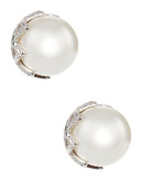 Nadri Pearl Stud Earrings - Silver