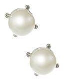 Lauren Ralph Lauren Faux Pearl Stud Earrings - Silver