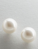 Lauren Ralph Lauren 8mm Faux Pearl Stud Earrings - White Pearl/Silvertone