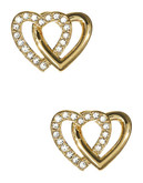 Nadri Double Heart Crystal Stud Earrings - Gold