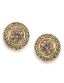 Carolee The Brenda Topaz Round Button Pierced Earrings Gold Tone Crystal Stud Earring - Gold