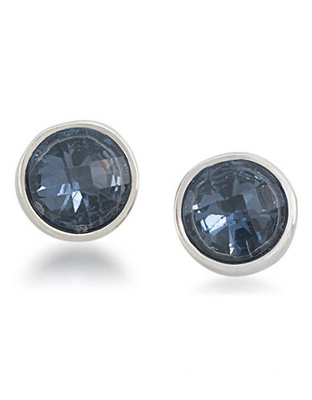 Carolee Gems and Tonic Blue Stud Pierced Earrings Silver Tone Crystal Stud Earring - Grey