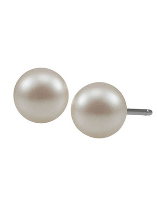 Carolee 6mm White Pearl Stud Earrings - White