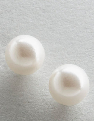 Lauren Ralph Lauren 6mm Faux Pearl Stud Earrings - White Pearl/Silvertone