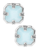 Vince Camuto Blue Steel Silver Silver Plated Resin glass Stud Earring - Silver