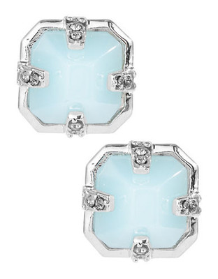 Vince Camuto Blue Steel Silver Silver Plated Resin glass Stud Earring - Silver