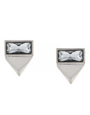 Vince Camuto Glam Punk Silver Light Rhodium Plated Base Metal Glass Stud Earring - Grey