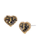 Betsey Johnson Leopard Heart Stud Earring - Brown