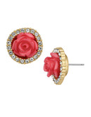 Sam Edelman Rose Chain Button Earrings - Orange