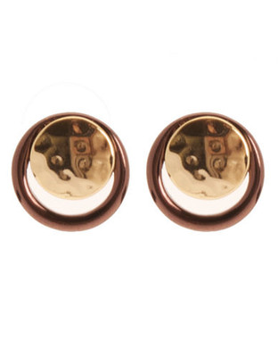 Jones New York Two tone button stud earring - Brown