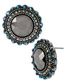 Betsey Johnson White Out Metal Stud Earring - Crystal