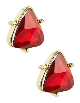 Anne Klein Triangular Button Stud Earrings - Red