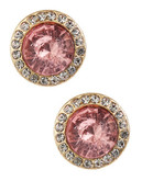 R.J. Graziano Stud Earrings with Pave Border - Rose