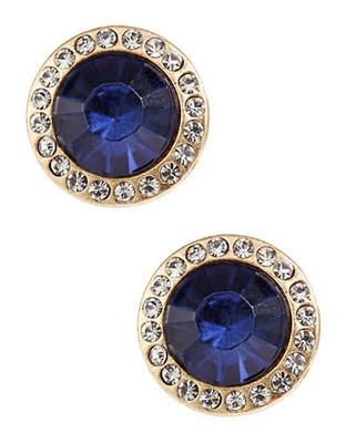 R.J. Graziano Stud Earrings with Pave Border - Blue