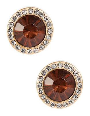 R.J. Graziano Stud Earrings with Pave Border - Topaz