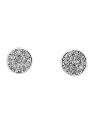 Anne Klein Pave Button Earring - SILVER