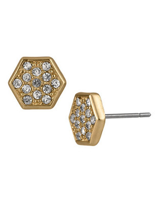 Sam Edelman Hexagon Pave Stud Earring - Gold