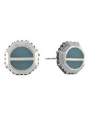 Vince Camuto Graphic Lines Silver Plated Epoxy glass Stud Earring - Silver