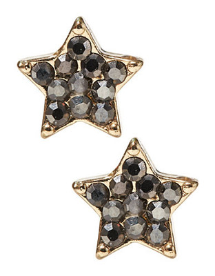 Expression Crystal Star Stud Earrings - Dark Grey