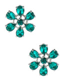 Expression Crystal Flower Stud Earrings - Green