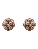 Cezanne Peach Button Flower Earring - Peach