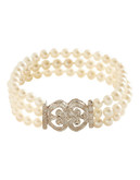 Fine Jewellery 14K White Gold Multi-Strand 6Mm Pearl Bracelet With 0.15Tw Diamonds - White Gold