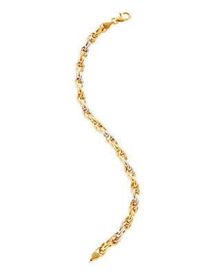 Fine Jewellery Sterling Silver And 14K Yellow Gold Small Interlock Link Bracelet - Auragento (Silver/Gold)