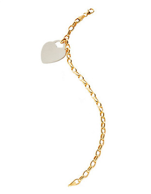Fine Jewellery 14K Yellow Gold And Sterling Silver Heart Tag Bracelet - Gold/Silver