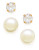 Fine Jewellery Girls Set of 14K Pearl and Cubic Zirconia Earrings - PEARL