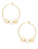 Fine Jewellery Girls 14K Yellow Gold and Pearl Hoop Earrings - Pearl