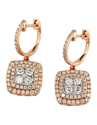 Effy 14K White and Rose Gold 1.29ct Diamond Earrings - Diamond