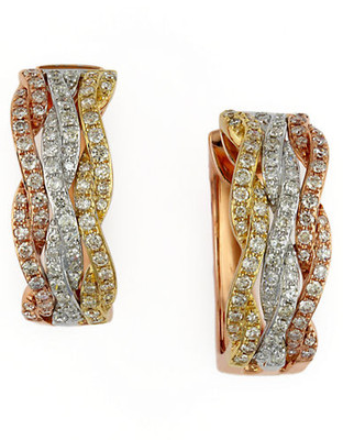 Effy Tri Colour Diamond Earrings - Diamond