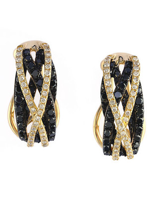 Effy 14k Yellow Gold Diamond Black Diamond  Earrings - Diamond