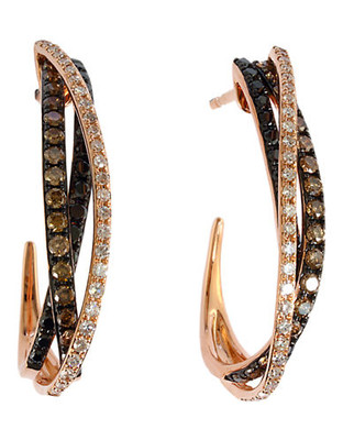 Effy 14k Rose Gold Diamond Black Diamond Espresso Diamond  Earrings - Diamond