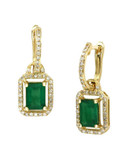 Effy 14K Yelllow Gold Diamond And Emerald Earrings - Emerald